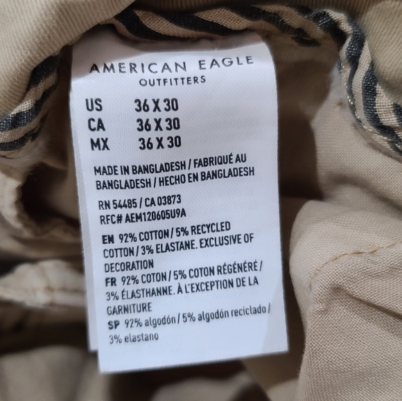 American Eagle Khaki Men Pants Size 36x30 Original Straight - Picture 8 of 8